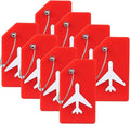 8 Pack Silicone Luggage Tag for Suitcases with Stainless Loop, TSA Approved, Privacy Protection Travel Essentials Bag Tags by Gostwo, Red