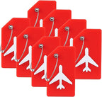 8 Pack Silicone Luggage Tag for Suitcases with Stainless Loop, TSA Approved, Privacy Protection Travel Essentials Bag Tags by Gostwo, Red
