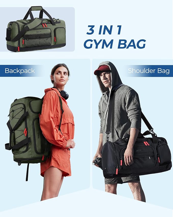 BAGSMART Gym Bag for Women & Men, 35L/63L Sports Travel Duffel Backpack with Shoe Compartment Laptop Compartment, Water Resistant Carry On Weekender Bag for Airplane