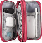 CAOODKDK Electronic Organizer Travel Cable Accessories Bag, Electronic Organizer Case, Waterproof Electronic Accessories Organizer Bag for Power Bank, Charging Cords, USB Cable (Rose Red)