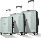 Luggage Sets 3 Piece, Lightweight Expandable PC Hardside Durable Suitcases with Spinner Wheels & TSA Lock, 20/24/28 Inch, Light Green