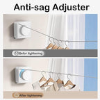 Retractable Clothesline Indoor,Bathroom Clothesline Retracting Heavy Duty Clothes Drying Laundry Line Travel Clothesline for Hotel Room Wall Mounted Stainless Steel Line-13.8 Feets,White
