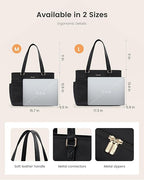 LOVEVOOK Laptop Tote Bag for Women with 3 Separate Pocket Work Bag with Large Cup Holder Computer Briefcase for Teacher Nurse