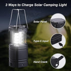 3000mAh Large Capacity Hand Crank Solar Camping Lantern, Portable Ultra Bright LED Torch, 23-26 Hours Running Time, USB Charger, Electronic Lantern for Outdoor