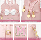 KKXIU Girls Initial Bowknot Cute Mini Backpack for Toddler, Travel Small Girl Backpacks, Personalized Birthday Gifts for Little Girls and Kids(M, Pink)