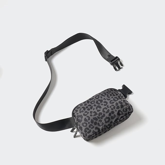 Pander Two Way Zipper Fanny Pack Nylon Everywhere Belt Bag for Women, Water Repellent Waist Packs, Crossbody Bags with Adjustable Strap (Grey Leopard)