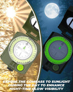 Sportneer Compass: Accurate Durable Lightweight Orienteering Compass with Strap and Carrying Case, Glow in The Dark Waterproof Hiking Essentials for Camping Backpacking, Best Survival Gifts for Kids