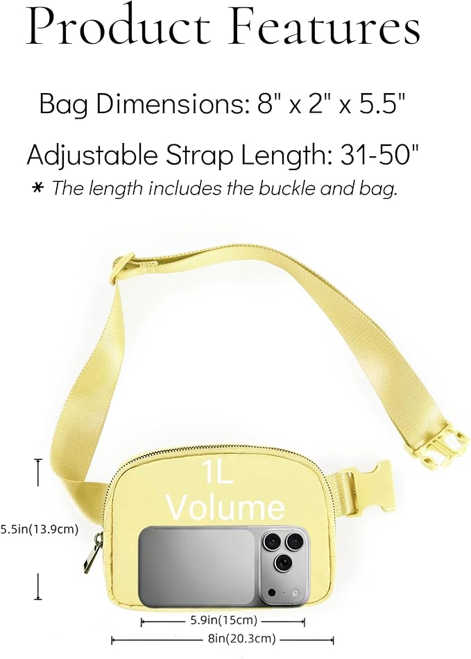 YOSHUYUKI Fanny Pack Cross Body Small Crossbody Bags for Women Men Trendy Nylon Waterproof Mini Purse Travel Running Belt Bag Lulu Dupes Bum Hip Chest Waist Pack Side Bag Must Have Fuchsia