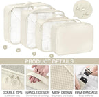 KPX 8 Set Packing Cubes for Travel, Luggage Packing Organizers Accessories Large Toiletries Bag for Clothes Shoes Cosmetics (Beige)