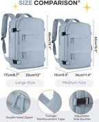 coofay Large Travel Backpack For Women Men Airline Approved Carry On Backpack Flight Approved Waterproof Sports Luggage Backpack Casual Daypack Hiking Backpack Grey Blue