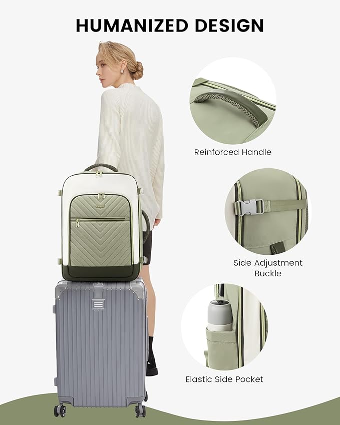 LOVEVOOK Large Travel Backpack for Women, TSA Carry on Backpack for Airplanes, 50L Personal Item Travel Bag for Women fits 17" Laptop,Waterproof Carry on Bag Airplane Approved with 3 Packing Cubes