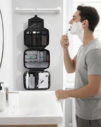 Maliton Toiletry Bag for Men & Women Travel Toiletry Bag Hanging Toiletry Bag Hygiene Bag with 4 Compartments Waterproof Bathroom Shower Bag for Traveling(Black)