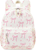 LOIDOU Backpack for Girls School Backpacks Bookbags for Elementary Middle School Women Laptop Backpacks (Mini Bow tie Beige, S-12)