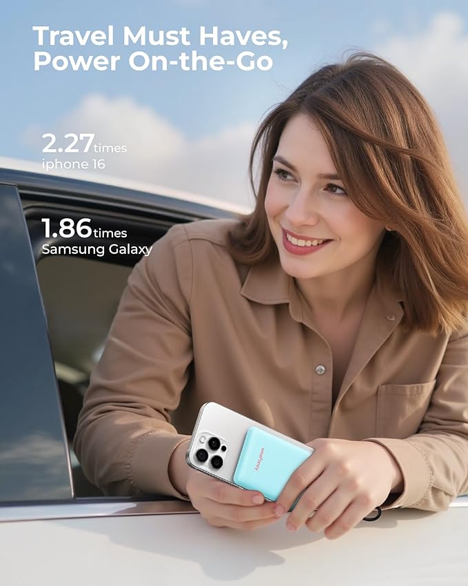 Small Portable Charger 10000mAh, Mini Power Bank with LED Display, 20W Fast Charging USB-C Battery Pack, Compact Travel Charger Compatible with iPhone 17/16/15/14, Android, etc