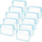 Tbestmax 10 Pack Clear Cosmetic Bags Makeup Bags Portable Waterproof TSA Approved Travel Toiletry Bags Large Organizer Blue, 9.8" x 7.1" x 2.4"