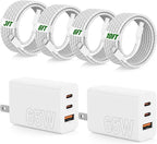 65W Super Fast Charging USB C for iPhone 17 16 Pro Max,3 Port 100W PD USB C Charger Block & 3/6/6/10FT Braided Type C Cord for iPhone 17 16 Pro,iPhone 15 Pro Max,for Samsung S26 Ultra/MacBook Pro/Air
