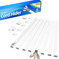 Delamu Cord Hider for Wall Mounted TV, 113.6in Paintable Cable Cover System, Self-Adhesive Cable Management Raceway Kit Hides 2-3 Wires, Baseboard Wire Hider Easy Installation, W 0.95 H 0.55in, White