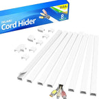 Delamu Cord Hider for Wall Mounted TV, 113.6in Paintable Cable Cover System, Self-Adhesive Cable Management Raceway Kit Hides 2-3 Wires, Baseboard Wire Hider Easy Installation, W 0.95 H 0.55in, White