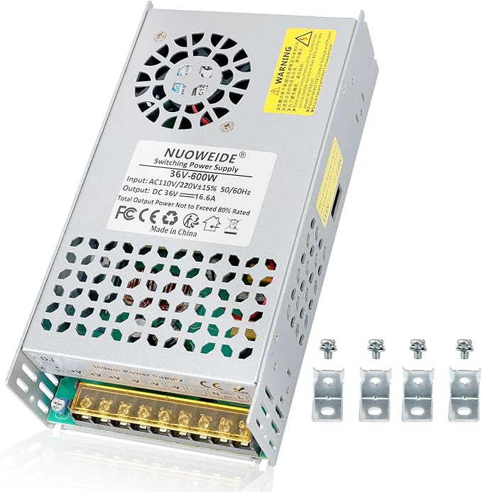 DC 36V 16.6A 600W Power Supply, 110V AC to DC 36V Converter 600w Switch Power Supply Transformer for Winch, Car Jack, LCD Monitor, CCTV, Car Stereo and More