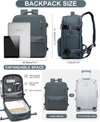 WONHOX Large Travel Backpack Women,Carry On Backpack Flight Approved 18x14x8 inches Bag Spirit Airlines Personal ltem,College Sports Hiking Rucksack Laptop Blackpack mochila de viaje, Grey Blue