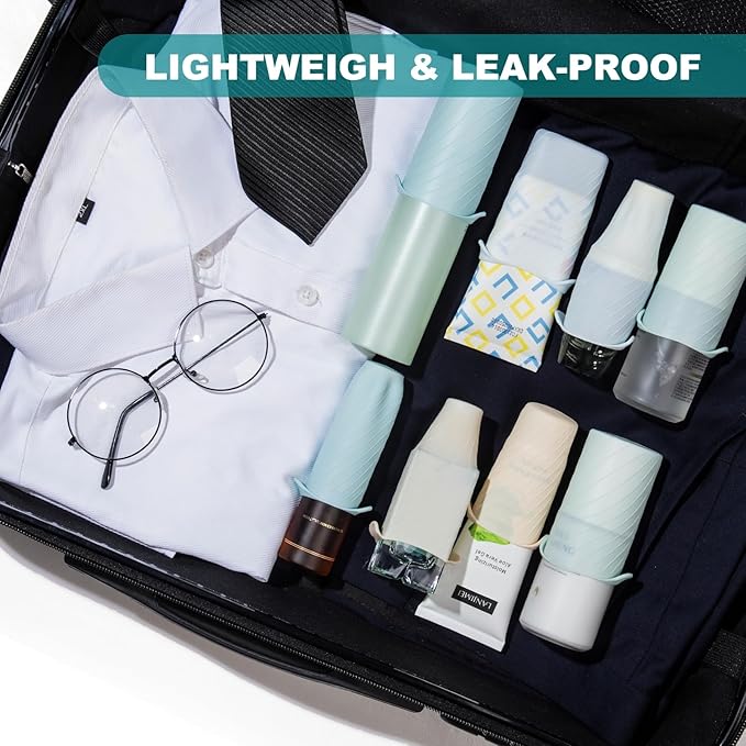 Mrsdry Bottle Covers for Travel, Leak Proofing, Travel Size Container Silicone toiletry sleeves, Leak Locks Travel Accessories for Shampoo Wash Body Bottles and other beauty and personal care(8pcs)