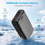 7.4V 20000mAh Rechargeable Power Bank with USB Cable, Fast Charge Battery Packs with LED Display for Heated Jacket, Heated Vest, Heated Hoodie, Heated Socks, Smart Mobile Devices