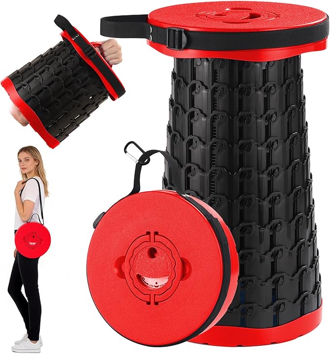 Spisces Upgraded Collapsible Stool,800 lbs Heavy Duty Capacity & Lightweight 2.6 lbs,18-Inch Portable Retractable Folding Stool for Adults,Camping,Fishing,BBQ,Travel