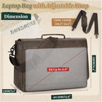 RAINSMORE Vintage Flap Messenger Bag for Men PU Leather Laptop Bag 15.6 Inch Mens Briefcase Waterproof Satchel Computer Bag