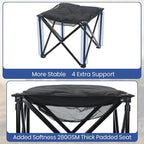 Padded Camping Stool, 18 Inch Oversized Folding Camping Foot Rest, 500lb Outdoor Camp Chair Footstool, Portable Camping Ottoman w/Storage Net, Carry Bag, for Camping Gardening (2, Black)