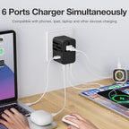 45W Universal Travel Adapter – Compact Plug with 3 USB-C & 2 USB-A Ports for EU/UK/US/AU, International Power Adapter Worldwide Charger, CE/FCC/RoHS Certified (White New)