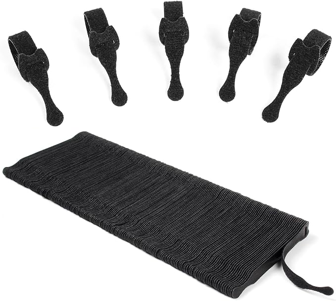 OneLeaf 180PCS Reusable Cable Ties, Black Adjustable 4-Inch Cord Organizer Ties, Multi-purpose Hook Loop Cable Management Wire Ties for Organizing Home, Office, Data Centers (OL-VCT-SG)
