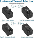 Upgraded 2000W 220V to 110V Voltage Converter US to Europe, Power Converter Adapter Combo for Hair Dryer, Power Converter European Travel Converter with 1 USB A 3 Type C for 160 Countries