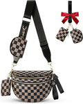 Cross Body Bag for Women Bum Bag Checkered Belt Bags Fanny Packs for Girls Travel Purse Fashion Waist Packs Crossbody Nylon Purse Trendy Shoulder Bags for Womens