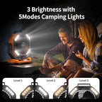 Socool 40000mAh Camping Fan Rechargeable, Battery Operated Portable Outdoor Fan Remote, 136Hrs & 4-Speed Cordless Oscillating, Table Fan with Light & Timer for Tent RV Jobsite Hurricane Power Outage