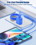 for Apple Watch Charger Fast Charging,3 in 1 Multi Chargers Cable with 20W USB C Charger, iWatch Charger Cord 6.6FT for iWatch Series Ultra2/SE/10/9/8/7/6/5/4/3/iPhone 15 16 Pro Max/14/13/12/11(Blue)