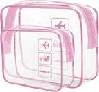 AURUZA Clear Makeup Bag, TSA Approved Cosmetic Travel Toiletry Organizer, Quart Size Carry On Compliant, Water Resistant Airport Airline Essentials