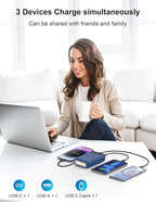 Portable Charger, 27000mAh 22.5W Fast Charging Power Bank with Built-in Cable, USB C Battery Pack with LED Display & Flash Light, Travel Essential External Battery Charger Bank for iPhone Samsung Navy