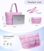 Puffer Tote Bag for Women, Lightweight Puffy Tote with Compartments, Shoulder Bag Crossbody Bags for Women Travel, Work, Gym