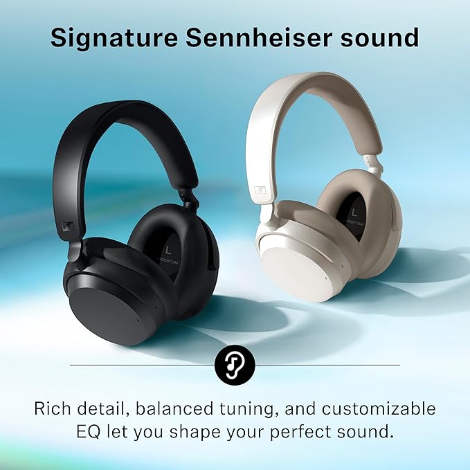 Sennheiser ACCENTUM Wireless Bluetooth Headphones Noise Cancelling - Up to 50HR Playtime, Hybrid Noise Cancelling (ANC), All-Day Comfort, Bluetooth Over Ear Headphones for School, Traveling, Black