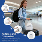 jiaao Memory Foam Neck Pillow for Travel & Airplanes, Adjustable Travel Pillow for Long Flights & Road Trips, Includes Eye Mask, Earplugs & Bag