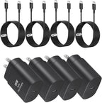25W Type C Charger，4 Pack Fast Charging USB C Chargers Block Fast Wall Chargers for Samsung Galaxy S25/S24/S23 S22/S21Ultra/S20/S20 Ultra/Note 20 Ultra，Android Charger