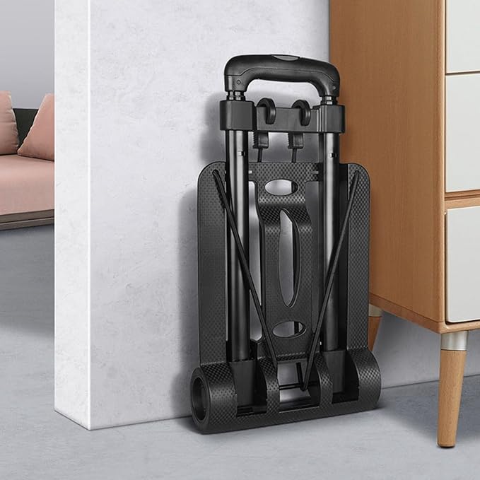 Eujgoov Small Folding Hand Truck 2 Wheels Dolly Portable Luggage Trolley Cart Lightweight for Travel Shopping