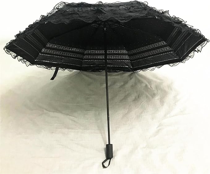 URAWESO Vintage Lace Parasol Gothic Lolita Umbrella UV Sun Protection Witch Cosplay Photoshoot Props Party Decoration