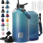 DYSANKY 1 Gallon Insulated Water Bottle | Upgraded Thickened Stainless Steel Metal Portable Sports Large Water Jug for Gym and Hiking with Carrier Bag, Handle Strap | BPA-Free 128 oz