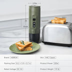 HIBREW H4C Classic - Portable Electric Espresso Machine, USB-C Rechargeable Coffee Maker with Removable Battery, Compatible with Ground Coffee & NS Capsules, Travel & Home(Green)