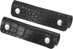 PATIKIL Luggage Handle Wrap, 2 Pack Irregular Pattern PU Handbag Grip Cover Protector Identifier with Clasp for Suitcase Grocery Shopping Bag, Black