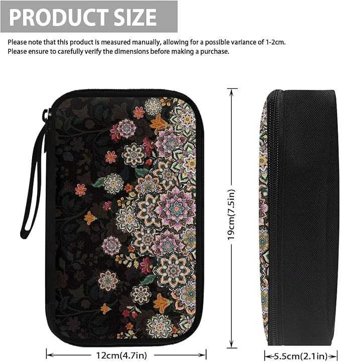 Boho Flower Print Electronic Organizer Travel Universal Accessories Storage Bag Portable for Hard Drives, Cables, Memory Sticks, Charger, Phone, USB, SD Cards