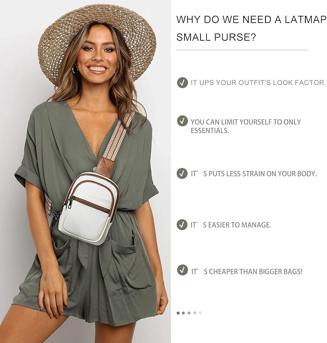 LATMAP Sling Bag For Women Faux Leather Small Casual Daypack Backpack Fanny Pack Crossbody Chest Bags Purse