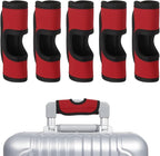 uxcell 5 Pcs Luggage Handle Wrap, Hollow Neoprene Handbag Grip Cover Protector Luggage Identifiers Suitcase Handle Wraps for Luggage Suitcase Travel Bags, Red