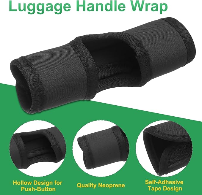 uxcell 5 Pcs Luggage Handle Wrap, Hollow Neoprene Handbag Grip Cover Protector Luggage Identifiers Suitcase Handle Wraps for Luggage Suitcase Travel Bags, Black